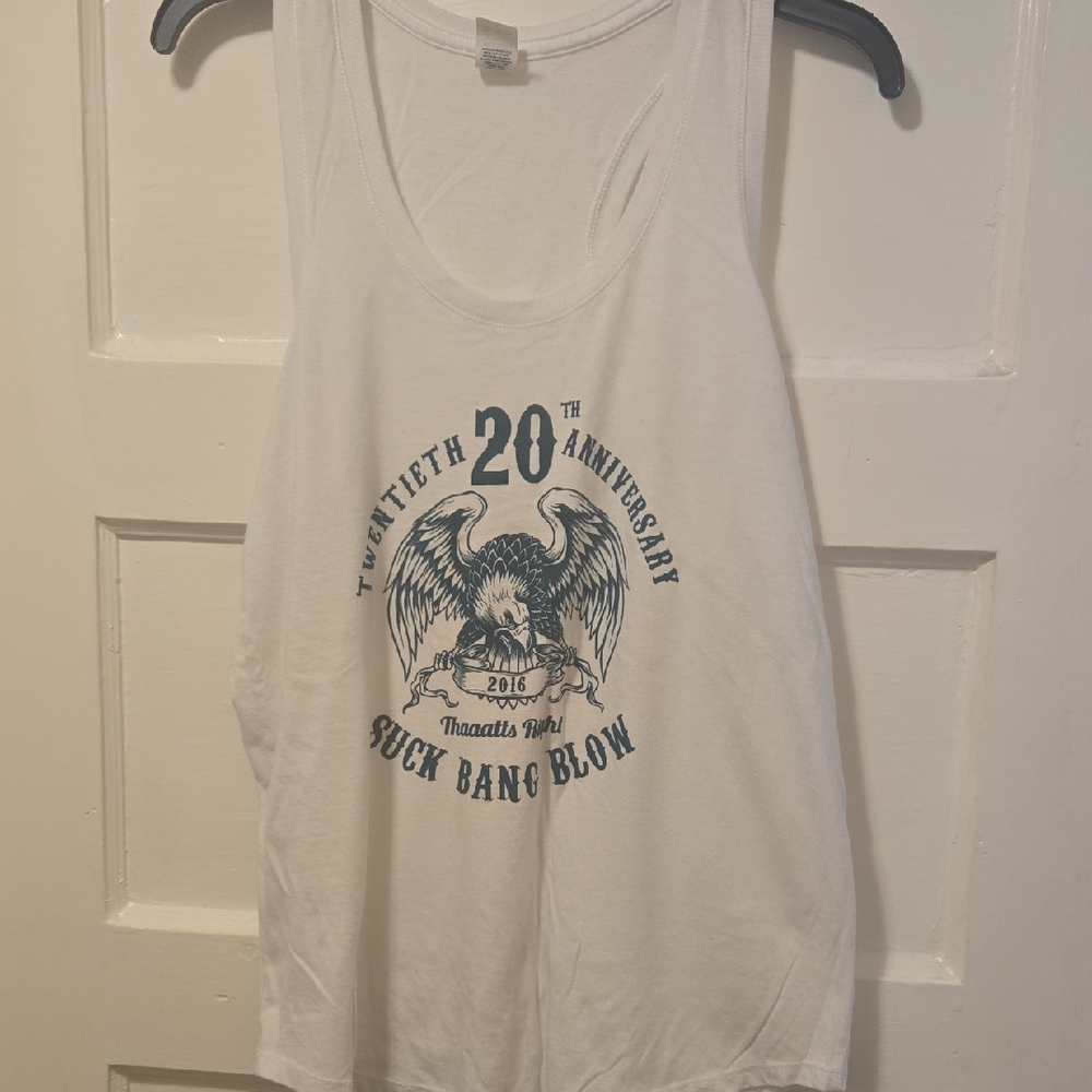 District White Anniversary Graphic Tank Top